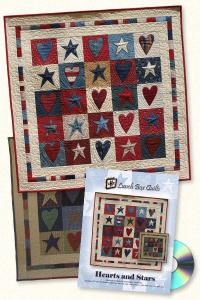Lunch Box Quilts and Designs QP-HS-1 Hearts & Stars Applique Pattern with 2 Embroidery Designs