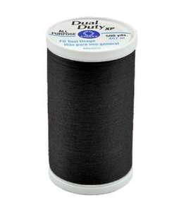 Coats & Clark S930 BLACK Dual Duty XP General Purpose Thread, 500 Yards Spool, Polyester Wrapped Spun Core for Sewing on Woven & Knit Fabrics