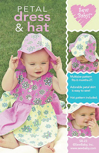 Sew Baby 93-4163 Petal Dress and Hat Pattern, Size 6Mo-2 yrs