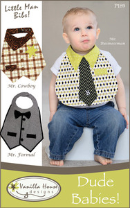 33592: Vanilla House VHD189 Dude Babies Boys Bibs Sewing Pattern, Size 6-18Mo