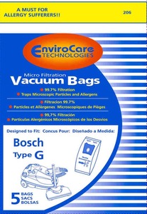 35033: EnviroCare Bosch Bor-1437 Paper Bag, Bosch Type G Canister Micro Env 5 Pk