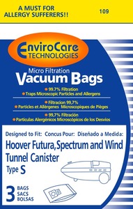 Hoover Replacment Hr-1449-9 Paper Bag, Hoover Type S Microfilter Env 9Pk