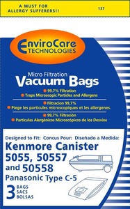 Kenmore Replacement Ker-14550 Paper Bag, Style C 5055  Micro W/Closure Env 3Pk