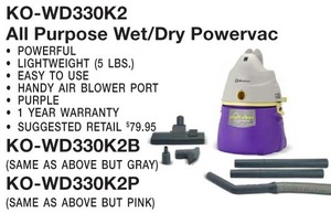 Koblenz Ko-Wd330K2B Vac, All Purpose Wet/Dry Canister Vacuum Gray