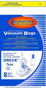 Oreck Or-1437 Paper Bag, Type Cc Uprts W/Bag Dock Micro Env 8Pk