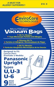 EnviroCare 60-2401-05, 816-9 Panasonic Replacement Paper Bag, Pana Type U6  Micro W/Closure Env 9Pk