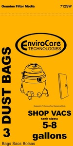 Shop Vac Replacment Svr-1405 Paper Bag, Shop Vac 5-8 Gallon Env 3Pk