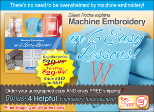 dime, Designs, in Machine Embroidery, in 6 Easy Lessons, 64Pg Book, Autographed Copy, by Eileen Roche, Dont be Overwhelmed, Placement, Hooping, Stitching, Finishing