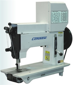 Consew 2040-DSM, Extra Heavy Duty, Single /Double Needle, 7 Decorative Ornament Stitch Cam Machine, Unassembled Table, Power Stand & Motor