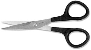 Gingher 5" Inch Lightweight Craft Scissors Shears Trimmers, stainless steel blades, black molded nylon handles