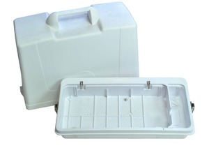 PD60, P60214, 14.5W x 7"D, Standard Flatbed, Sewing Machine, Hard White Plastic Carrying Case, Built In Handle, Metal Hinges for Flat Bed Sewing Machines, PD60 P60214 Hard White Plastic Carrying Case for Standard 14.5x7" Flatbeds or Singer 16 5/8x7 Longbed Sewing Machines,  Built-In Handle, Metal Latches, kick stand