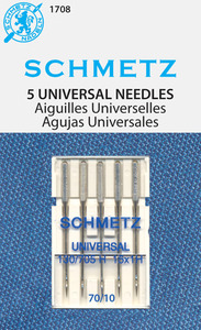 Schmetz 1708 Universal Chrome Plate Needles 5-pk sz 10/70