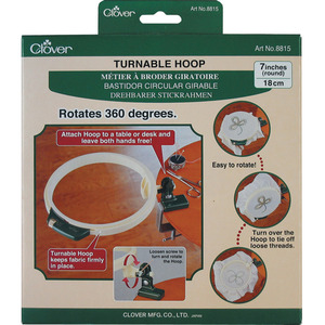 Clover CL8815, 360° Turnable 7-1/2" Diameter Hand Embroidery Hoop with Stand