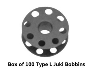 Superior B-9117-012-000 Type L Juki DDL Black Metal Bobbins, Box of 100  with Holes on Both Sides, for All High Speed Industrial Sewing Machines at