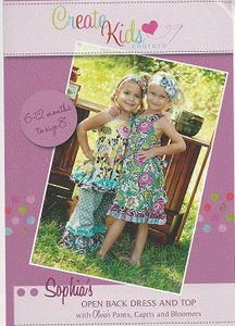 Creative Kids Couture Sophia's Open Back Dress and Top Pattern Sizes 6-12mo, 12-18mo, 24m-2T, 3T, 4T, 5T, 6, 7, 8