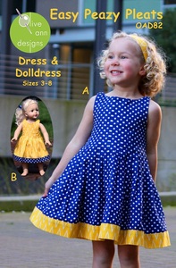 Olive Ann Designs OAD82 Easy Peazy Pleats Dress and Matching Doll Dress sz 3-8