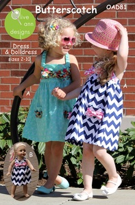 Olive Ann Designs OAD81 Butterscotch Dress, & Matching Doll Dress, sz 2-10
