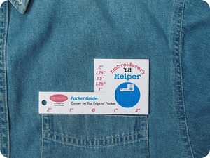 Designs in Machine Embroidery EH0002, Embroider's 'Lil Helper, Pocket Guide Ruler, Embroidery Pocket Alignment, Embroidery Ruler, Pocket Guide Ruler