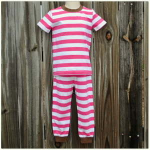 Embroidery Blanks Boutique Short Sleeve Pajamas, Pink Stripe Size: 10