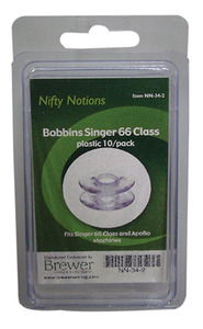 Nifty Notions NN-34-2  Singer 66 Class Plastic Bobbins 10 count