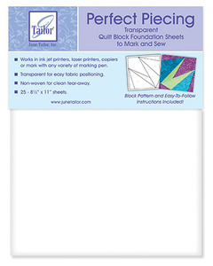 June Tailor JT-426 Perfect Piecing Transparent Quilt Block Foundation Sheets 24 Pk