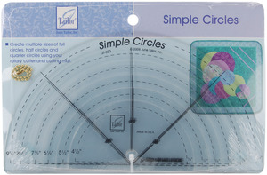 SET OF SIX-RULER SIMPLE CIRCLES, June Tailor JT-303 Six Simple 4-9" Circles Template Rulers 1/4" Seams