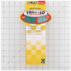 12.5X12.5 -OLFA FROSTED 12.5SQU, Olfa QR-12S Square Frosted Advantage 12.5" x 12.5" Non-Slip, Acrylic Ruler