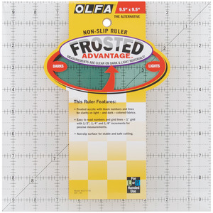 Olfa QR-9S Square Frosted Advantage 9.5" x 9.5" Non-Slip, Acrylic Ruler