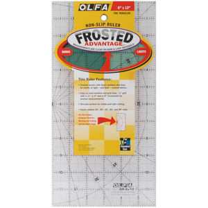 41974: Olfa QR6x12, RTF-612 Frosted Advantage 6" X 12" Non-Slip, Acrylic Ruler
