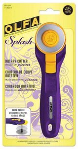 41973: Olfa 1120311, 45mm Splash Rotary Cutter Emperor Purple, Hand Held Tool for Cutting Mats