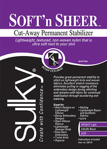Sulky 236-25 Black Soft N Sheer Permanent, Textured, Non-Woven Nylon  that is Ultra-Soft Next to Skin