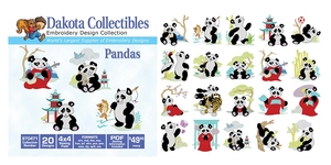 Dakota Collectibles 970471 Pandas Multi-Formatted CD Embroidery Machine Designs