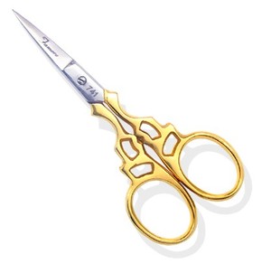Famore Cutlery, 741, 3.5 inch, Victorian, Scissors, Stainless, Steel, straight, gold