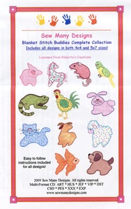 Sew Many Designs Blanket Stitch Buddies Applique Collection Multi-Formatted CD