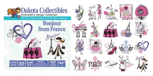 Dakota Collectibles 970463 Bonjour From France Multi-Formatted CD Embroidery Machine Designs