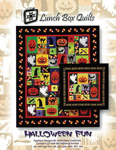 Lunch Box Quilts CQP-HF-1 Classic Halloween Fun Pattern, Embroidery Machine Appliqué Designs CD
