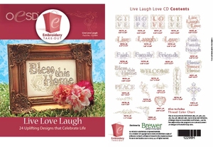 OESD 12298H Live Laugh Love 24 Designs Multiformat Embroidery CD