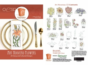 OESD 12285H  Art Nouveau Flowers Multiformat Embroidery Design CD