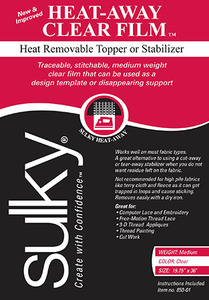 Sulky Heat-Away Clear Film 19 3/4" x 1yd Heat-Away Clear Film Stabilizer