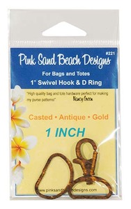 Pink Sand Beach Designs 1 inch Swivel Hook and D-Rings Antique Gold