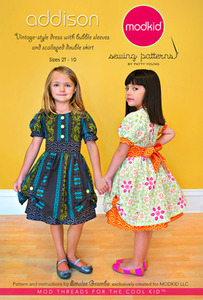 modkid Addison: Vintage-Style Dress with Bubble Sleeves Sewing Pattern