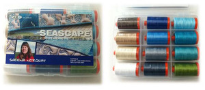 Aurifil SN50SC12 Seascape Collection 12 Large 1422 Yard Spools Thread Kit 50wt, Cotton Mako Thread Kit 50wt by Sheena Norquay
