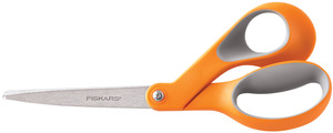 ORANGE/GRE-SCISSORS SOFTGRIP 8", Fiskars 8" SoftGrip Bent Trimmers Scissors Fabric Shears Orange Handle