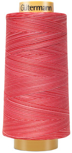 RUBY RED  -THREAD CTTN 3000M VR, Gutermann 3000V-9973 Natural Cotton Thread 30wt Variegated 3,281 Yards/ 3000m Ruby Red