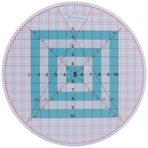 Martelli, 16", Round, Cutting, Mat, 1/4", Grid, 6-45º, Angle, Turn, Table, Martelli TM17R 16" Round Cutting Mat 1/4" Gridded, 6-45º Angles for use with Turn Table
