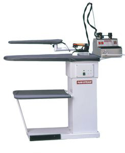 47371: Hi Steam PND-2500A Heated Vacuum Ironing Board Table 53x16.5" +Sleeve Arm, Hot Iron Rest, Tray