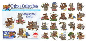 Dakota Collectibles 970395 Awesome Owls Multi-Formatted CD Embroidery Machine Designs