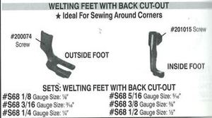 Superior S68 Welt Foot Set with Back Cutout for Singer 111W 211W, Juki, Reliable Industrial Walking Foot Machines*
