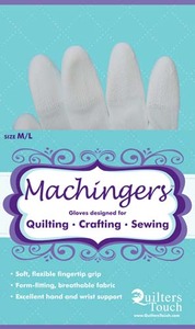 Quilters Touch 7243L Medium/Large Machingers Seamless Nylon Knit Gloves  to Hold Fabric, Hoops or Rulers in Free Motion Quilting