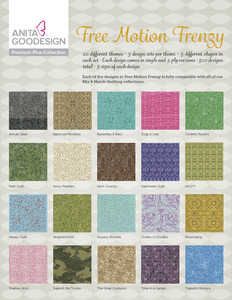 Anita Goodesign PRPL02 Free Motion Frenzy Premium Plus Collection Multi-format Embroidery Designs CD